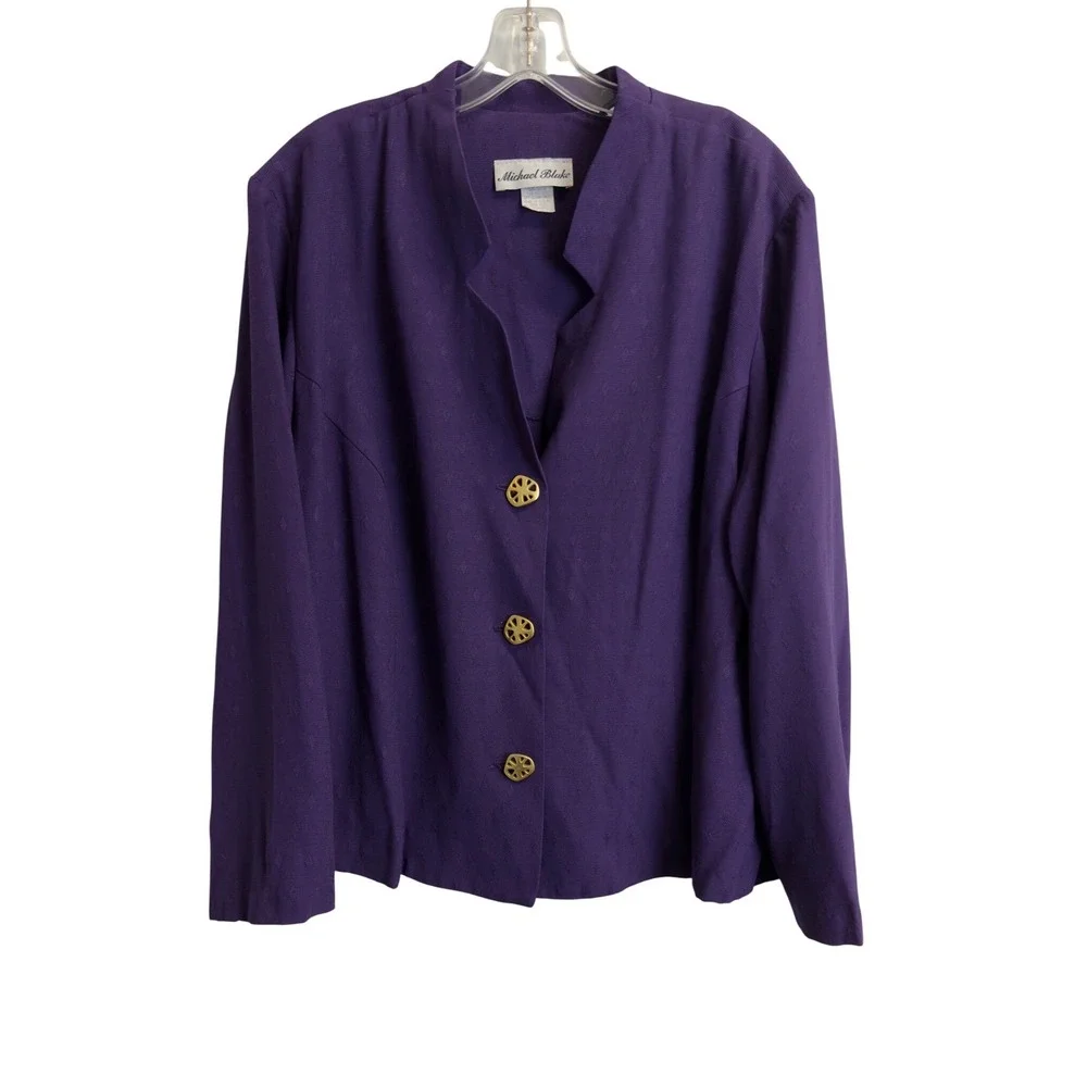 Michael‎ Blake Vintage Purple Pant Suit Set 20WP Textured Gold Buttons USA Made